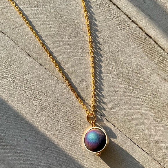 Purple pendant necklace, spinning pendant, fidget necklace - Picture 4 of 6